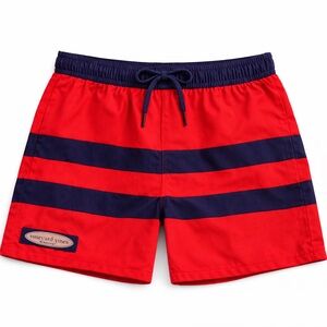 Vineyard Vines Bold Red and Navy Swim Trunks Boys Size 6
